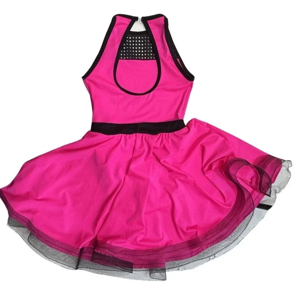 CURTAIN‎ CALL Dance Dress Costume Girls Size CLA Pink Black Leotard Barbie-Core